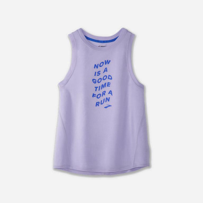 Brooks Distance Graphic Womens Running Tank Top - Heather Violet Dash/Run Wave/Black - Philippines (